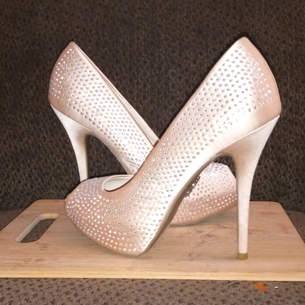 JLo Peep Toe Rhinestone Heels